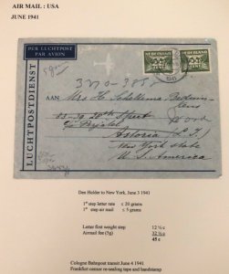 1941 Den Helder Netherlands Censored Airmail Cover To New York Usa