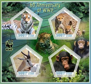 Stamps. Fauna. 60 Anniversary of WWF  2021 year 1+1 sheets perf  Djibouti