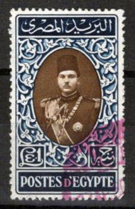 Egypt 240 Used King Farouk, red postmark high value ZAYIX 0224M0005M