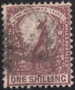 New South Wales 1888-89 used Sc 82c 1sh Kangaroo Perf 12 x 12 Variety