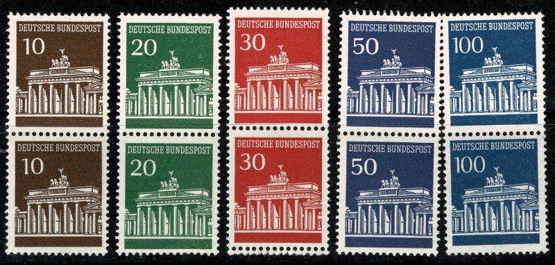 GERMANY 1966-68 BRANDENBURG GATE, BERLIN SET PAIRS SG1412-15a MINT (NH) SUPERB