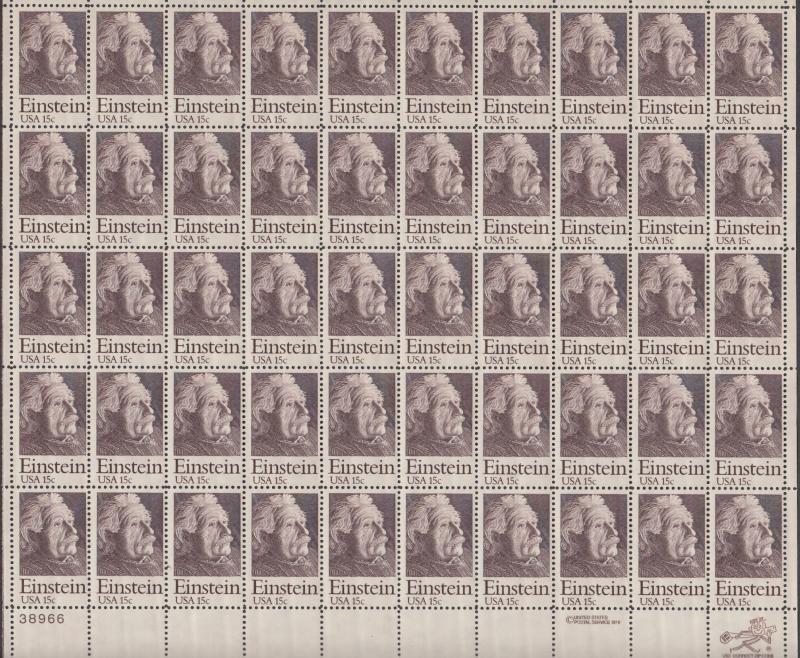 US #1774  Albert Einstein  Full sheet of 50-MNH