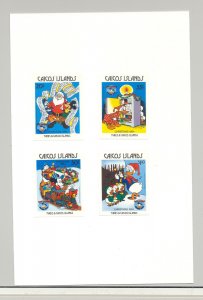 Caicos #54-56, 58 Christmas, Disney 4v Imperf Proofs on Cards