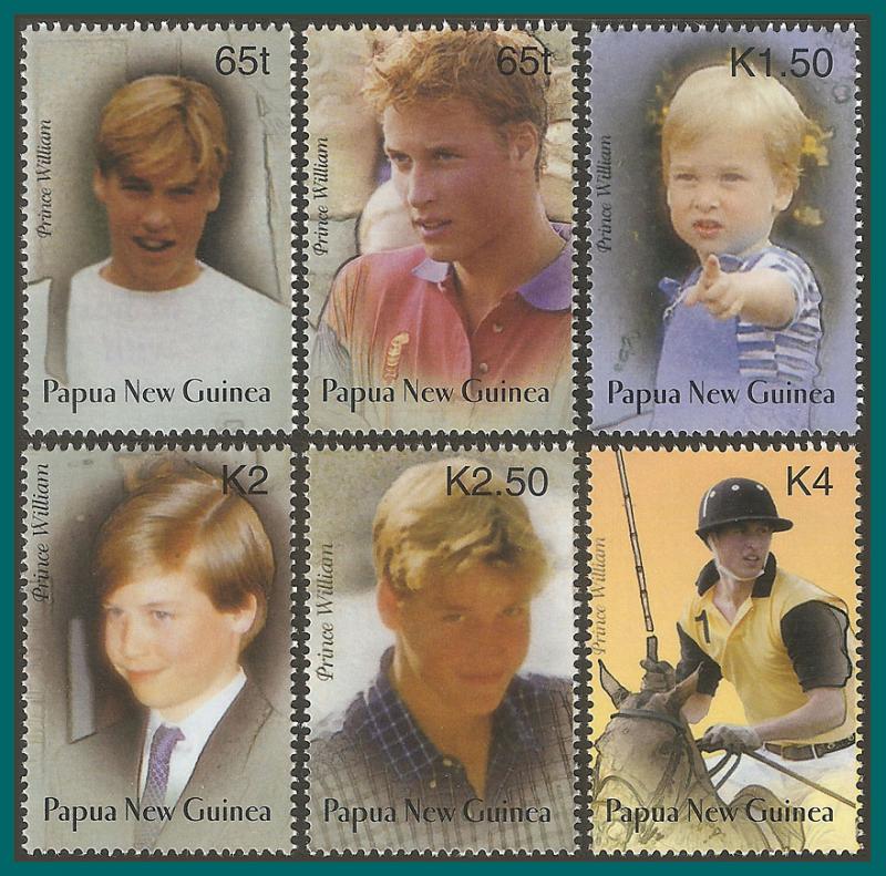 Papua New Guinea 2003 Prince William, MNH  #1070-1075,SG969-SG974