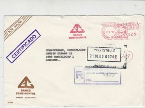 Venezuela 1980 Banco Continental Airmail Regd to Commerzbank Stamp Cover Rf29723