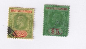 STRAITS SETTLEMENTS KGV $2 AND $5 LIGHTLY USED STARTS AT ONLY 99cts