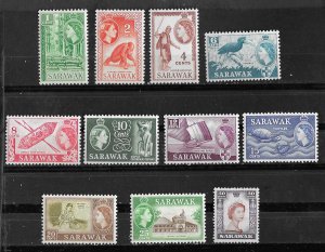 Sarawak # 197-207  QE II Series, to 30c    (11)    VLH Unused