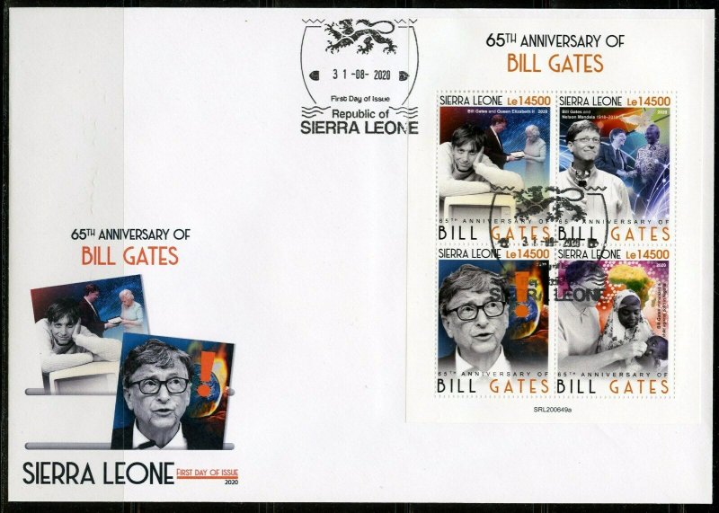 SIERRA LEONE 2020  65th  ANIVERSARY OF BILL GATES SHEET FIRST DAY COVER