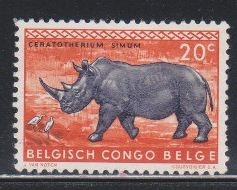 Belgium Congo,  20c White rhinoceros (SC# 307) MNH