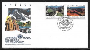 United Nations NY 601-602 1992 World Heritage Geneva Cachet FDC First Day Cover