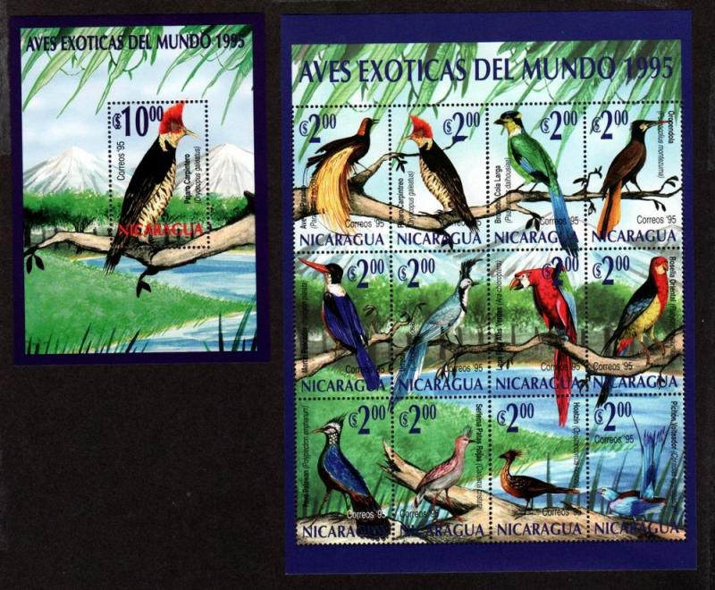 Nicaragua # 2144-2145 Mint Sheets Exotic Birds!