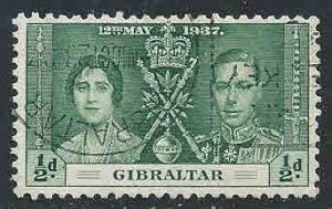 Gibraltar  # 104 ~ 1937 ~ Used, HM  ~  cv .20