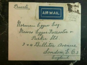 1932 Bombay India First Flight Airmail cover FFC to London England Back stamps
