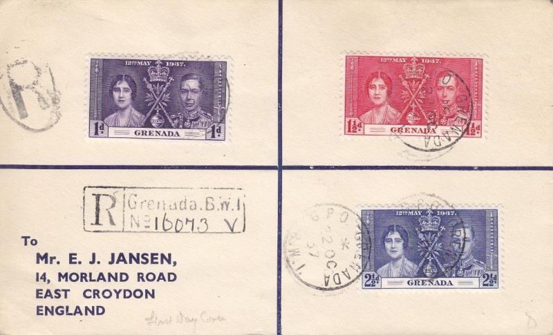 1937, FDC, Grenada Coronation (9740)