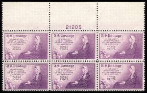 USA 738 Mint (NH) Plate Block of 6