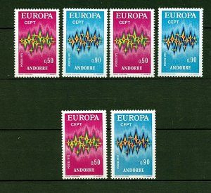 Andorra, FR #210-211 X (3) (AN154) Complete 1972 Europa Issue, MNH, VF