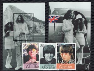 1999 Gibraltar - Sc# 802-06 s/s - John Lennon & Yoko Ono - MNH Cv$12.50