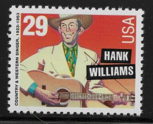 US Scott #2723, Single 1993 Hank Williams 29c VF MNH