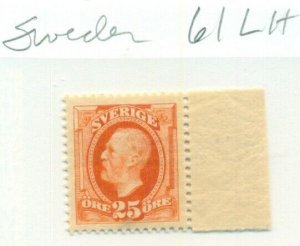SWEDEN #61, Mint Lightly Hinged, Scott $37.50