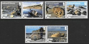 FALKLAND ISLANDS SG1328/33 2015 ELEPHANT SEAL RESARCH MNH