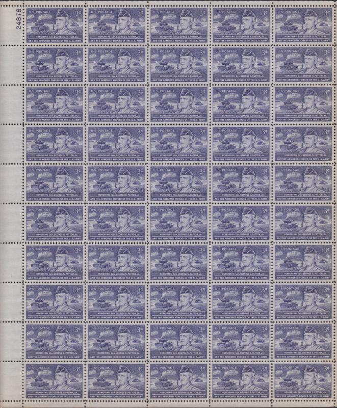 US #1026   General Patton   Full sheet of 50  MNH