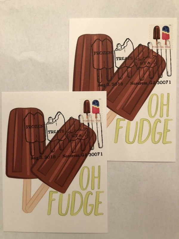Maxi-card 2018 Frozen Treat Station Fancy Cancel Oh Fudge Popsicle