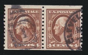 US 446 4c Washington Used Coil Pair w/ PF Cert Duplex Cancel F-VF SCV $425