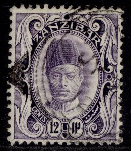 ZANZIBAR EDVII SG229, 12c violet, FINE USED. WMK UPRIGHT