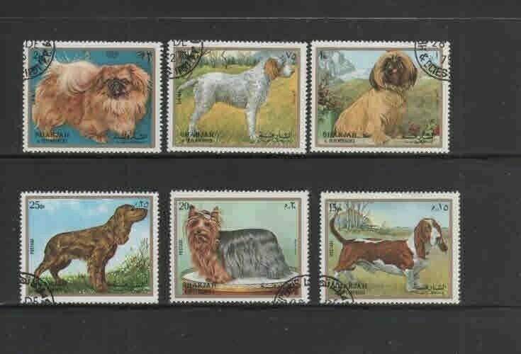 SHARJAH 1972 DOGS SET OF 6 MINT VF NH O.G CTO (SH42)