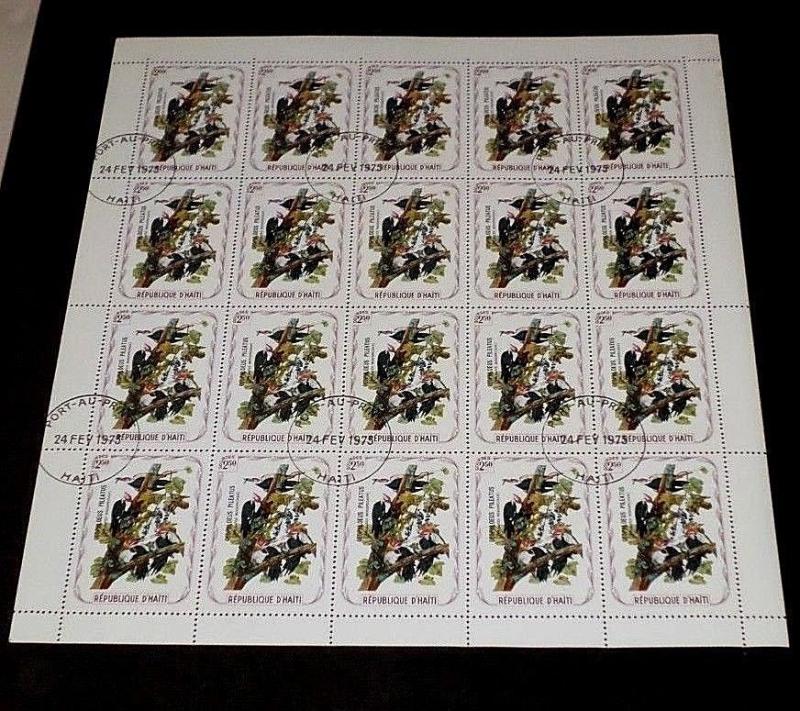 HAITI, 1975, 2.50 GOURDES, AUDUBON BIRDS, WOODPECKER, SHEET/20, CTO, NICE! LQQK!