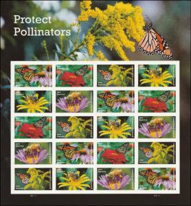 US 5228-5232 5232a Protect Pollinators forever sheet (20 stamps) MNH 2017