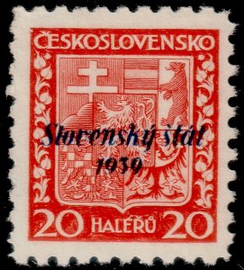 ✔️ SLOVAKIA 1939 - SLOVENSKY STAT SHIFTED OVERPRINT TO CENTER - SC. 4 MNH