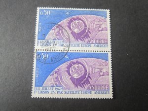 French Andorra 1962 Sc 154 pair FU