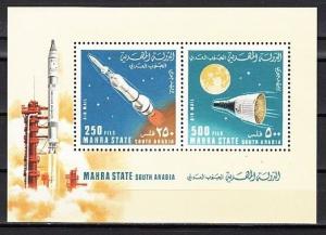 Aden-Mahra, Mi cat. 65-66, BL6 A. Rockets and Spacecraft s/sheet. ^