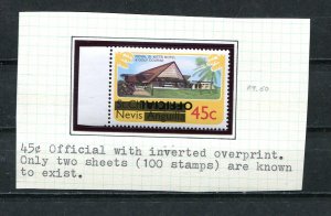 Nevis Official 45c Inverted Overprint  only 100 stamps are known MNH 8074