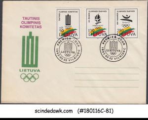 LITHUANIA - 1992 NATIONAL OLYMPIC COMMITEE OF LITHUANIA - 3V - FDC