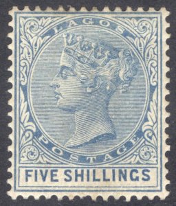 Nigeria Lagos 1886 5s Blue Watermark Crown CA Scott 35 SG 28 MLH Cat $750