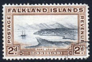 Falkland Islands KGV 1933 2d Black Brown SG130 Fine Used