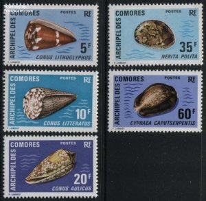 Comoros 1971, Shells 5v, MNH