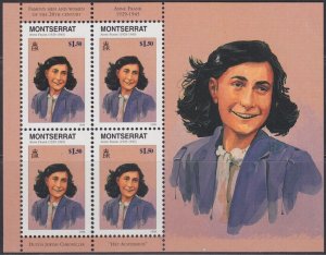 MONTSERRAT Sc # 944 MNH SHEET of 4 - ANNE FRANK