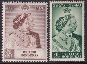 Sc# 129 / 130 British Hondura 1948 QE Silver Wedding complete set MLH CV: $25.25