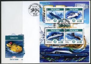 SIERRA LEONE 2015 SUBMARINES  SHEET FIRST DAY COVER