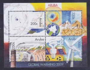 Aruba 347 MNH 2009 Global Warming Souvenir sheet of 4 Very Fine