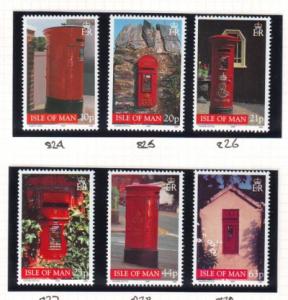 Isle of Man Sc 810-15 1999 Post Boxes stamp set  NH