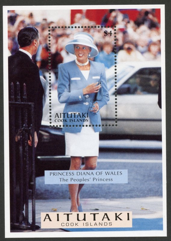 Aitutaki Scott 523 MNHOG - 1998 Princess Diana S/S - SCV $5.00