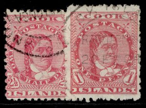 COOK ISLANDS QV SG16 + 16a, 2½d SHADE VARIETIES, FINE USED. Cat £53.