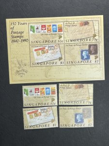 SINGAPORE # 563-566a--MINT NEVER/HINGED----COMPLETE SET & SOUVENIR SHEET----1990