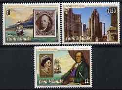 COOK ISLANDS - 1986 - Ameripex Stamp Exhib - Perf 3v Set - Mint Never Hinged