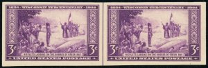 USA #755 Nicolet's Landing Vertical Line Pair 3c Postage 1935 Farley Reprints