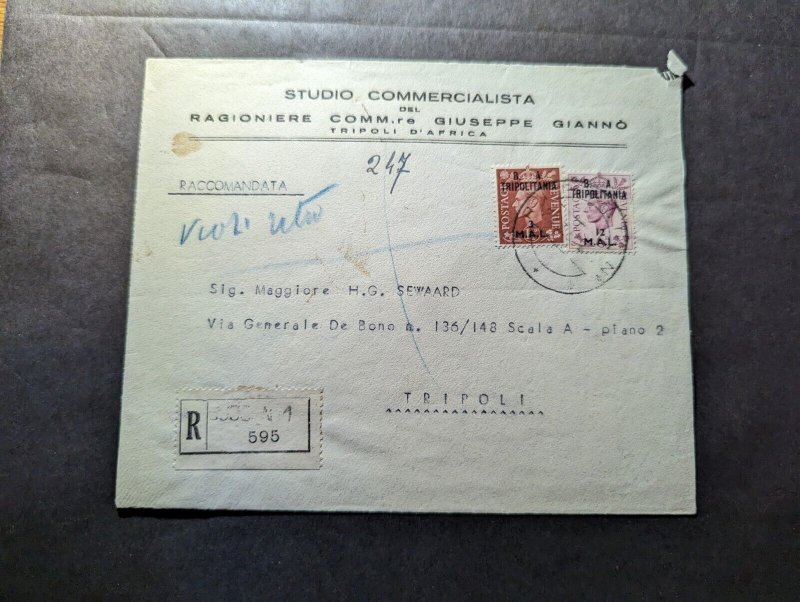 1950 Registered British Occupation Tripolitania MAL Overprint Cover to Tripoli